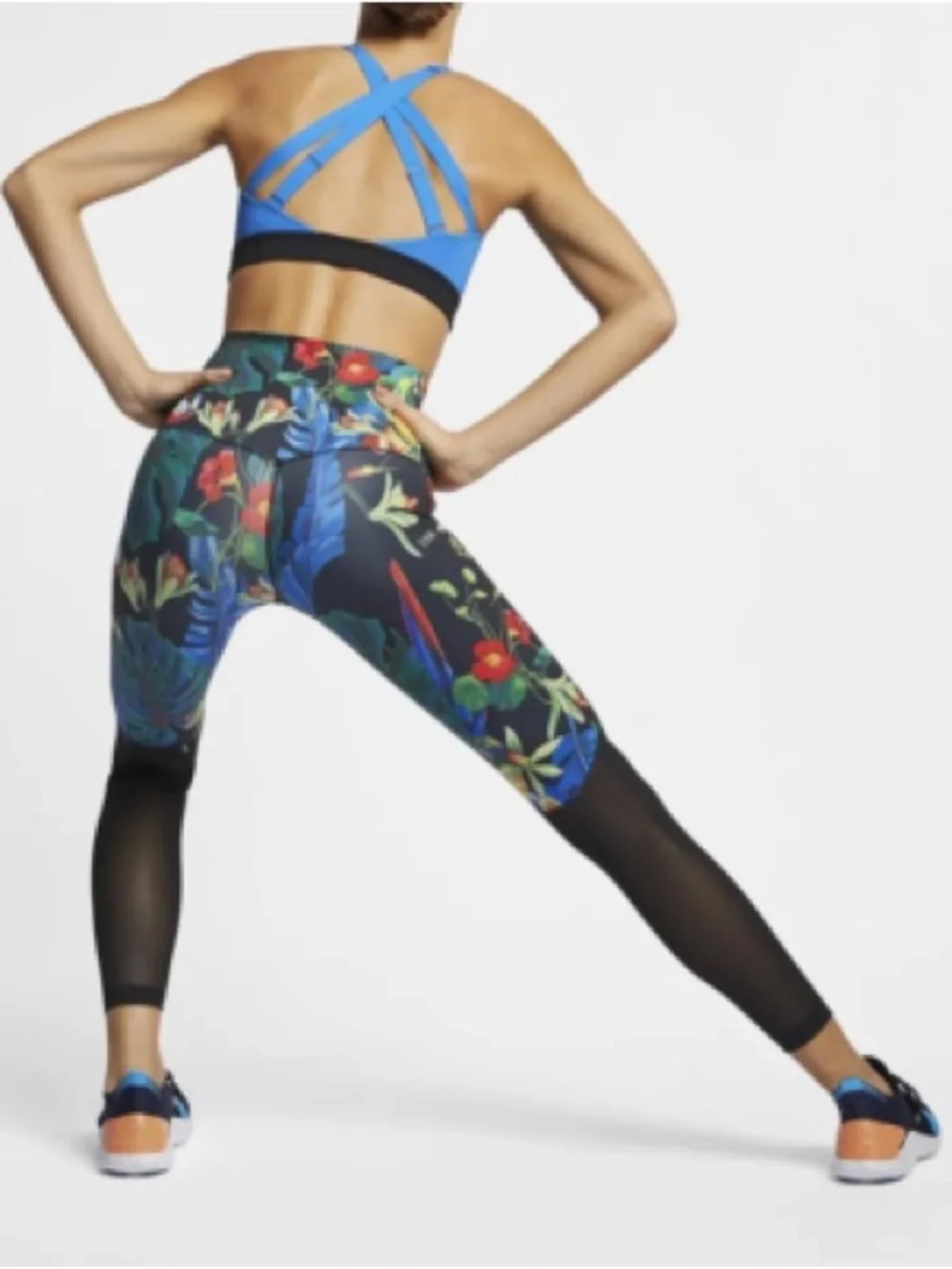 Nike Power 7/8 Training Tights Leggings Small S Tropical Floral Mesh Women’s